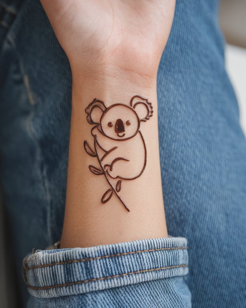 Adorable Koala Baby Hand Mehndi Design