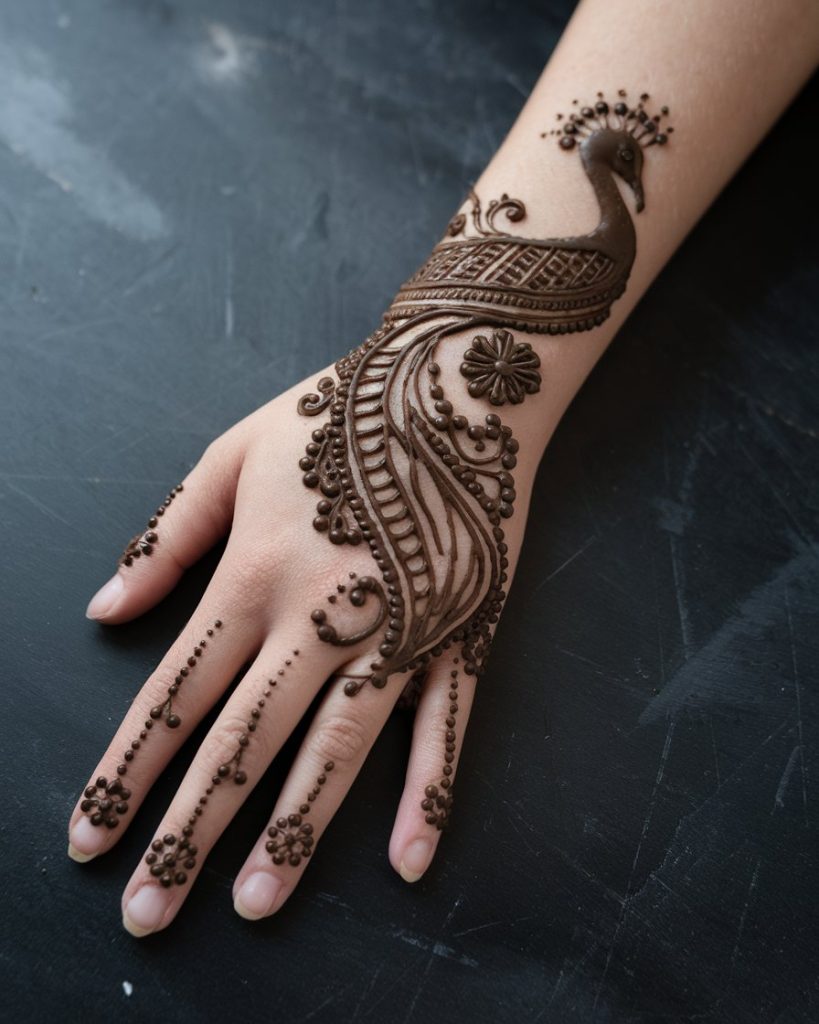 Arabic Peacook mehndi design