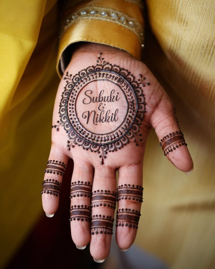 Circular Name Hand Wedding Groom Mehndi Design