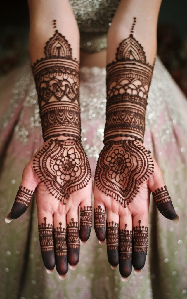 Detailed Bridal Upper Hand Mehndi Design