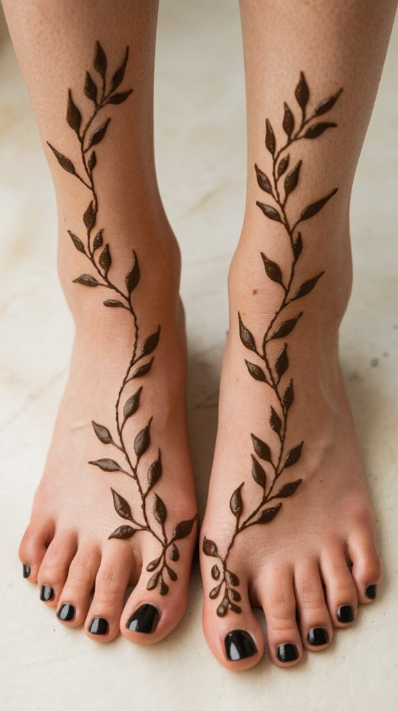 Elegant Arabic Leafy Foot Mehndi