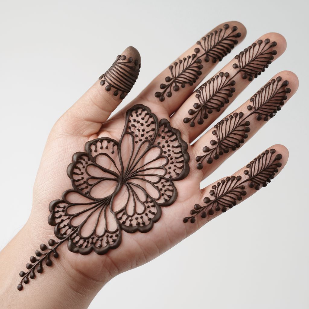 Elegant Flower Pattern Royal Front Hand Mehndi Design