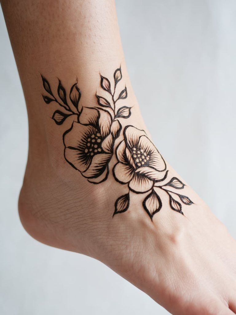 Floral Bloom Arabic Foot Mehndi