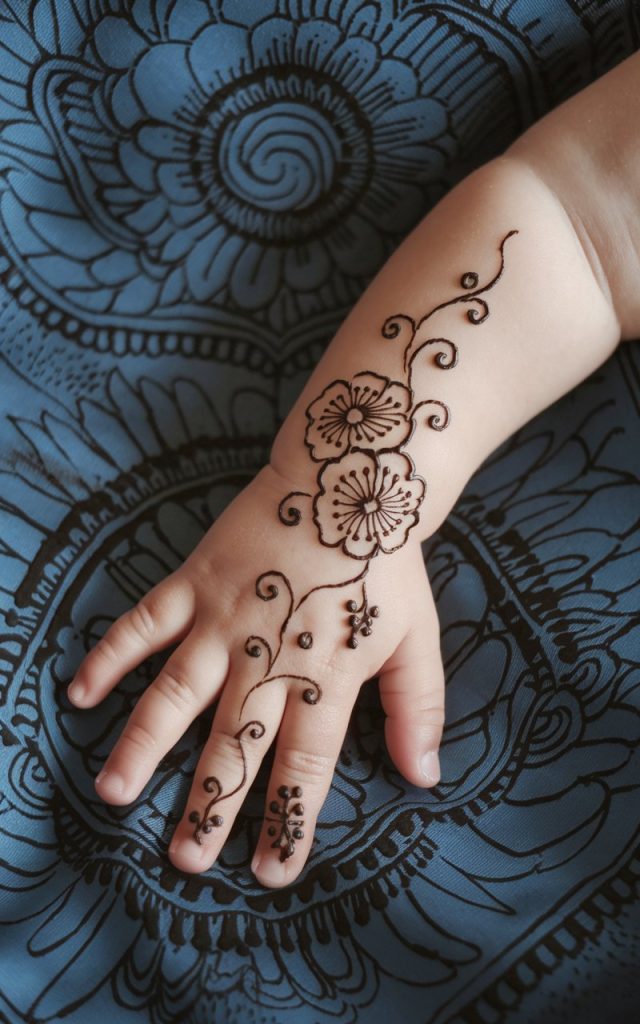 Floral Vine Baby Hand Mehndi Design