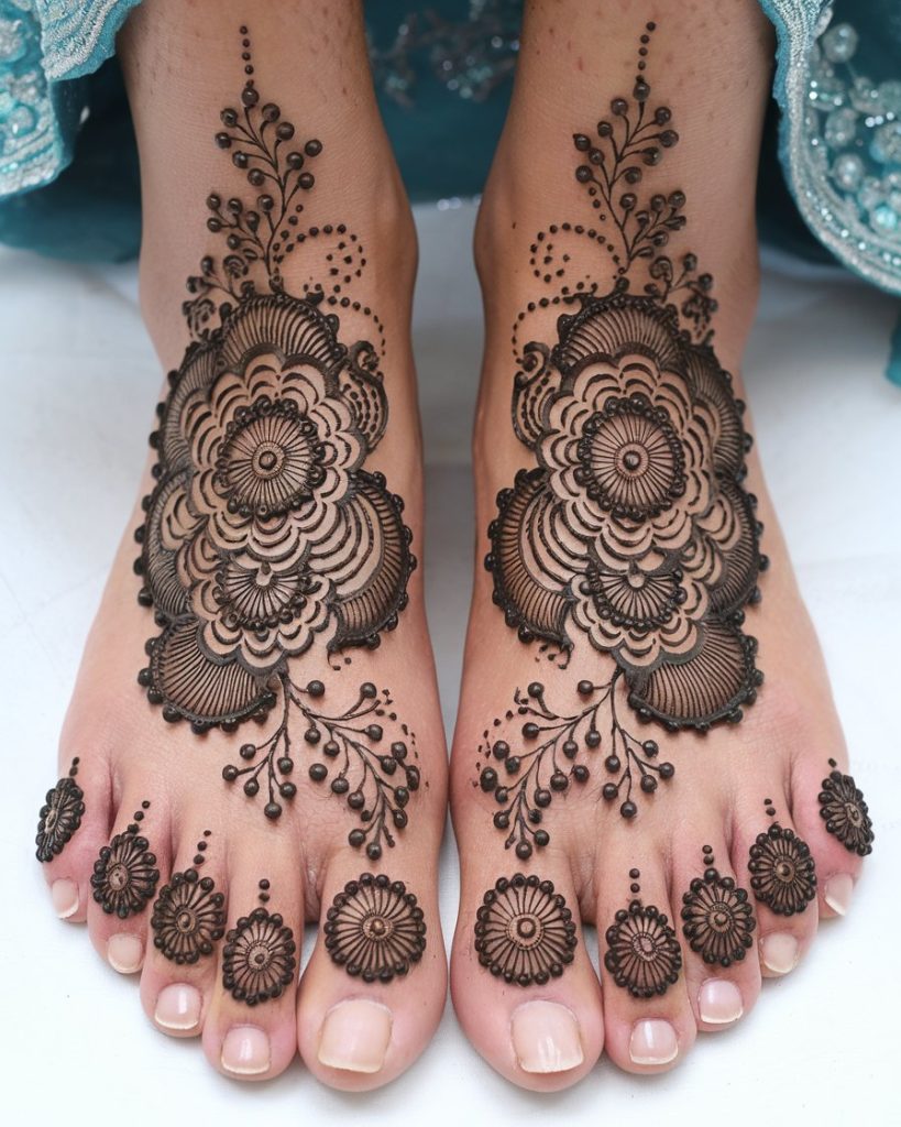 Geometric Lace Arabic Foot Mehndi