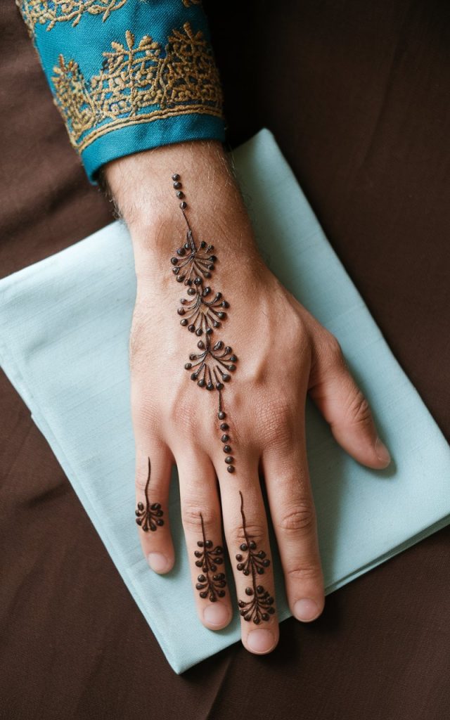 Leafy Mehndi Design for Boys Hands