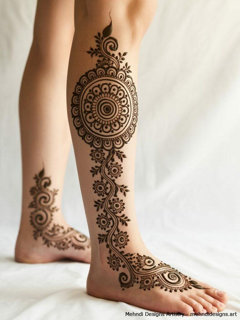 Mandala centered leg art 4