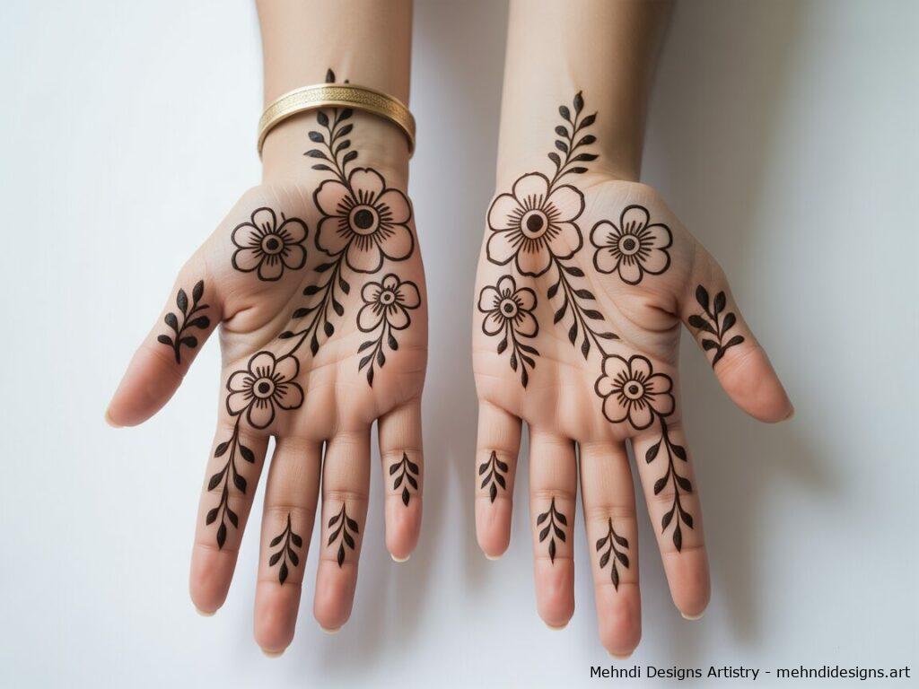 flower mehndi designs for front hands