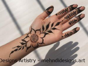 Simple floral mehndi on palm and fingers