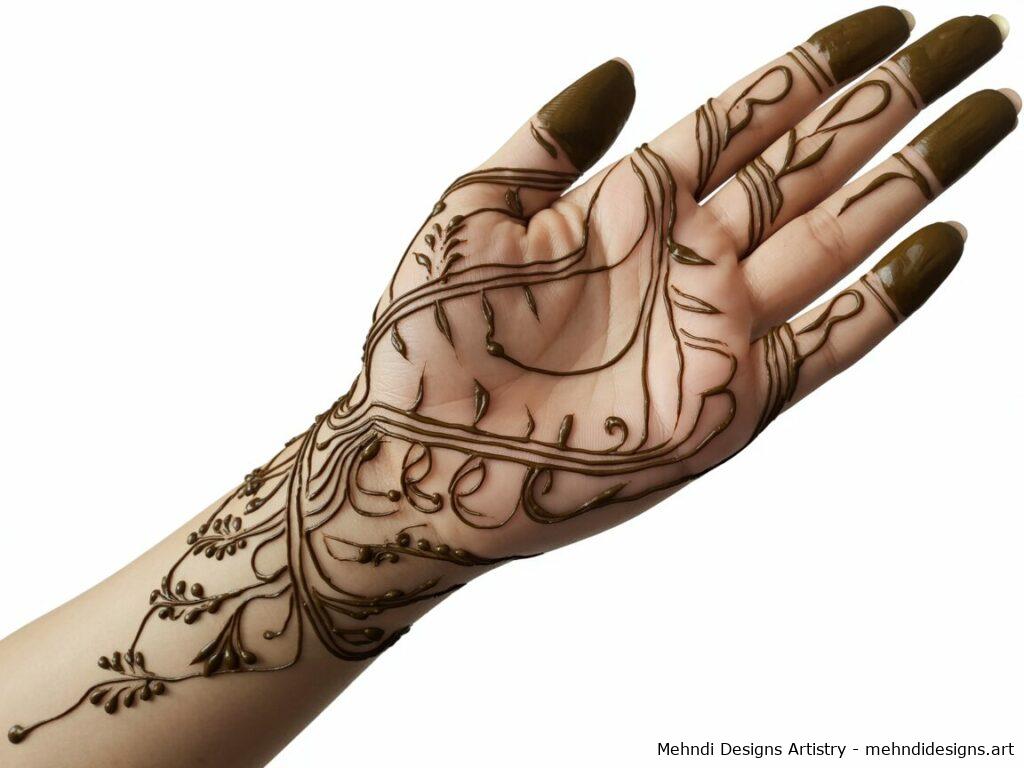 full hand mehndi design simple 1