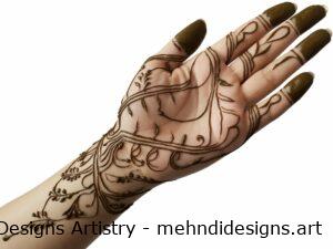 Simple vine mehndi on palm and forearm