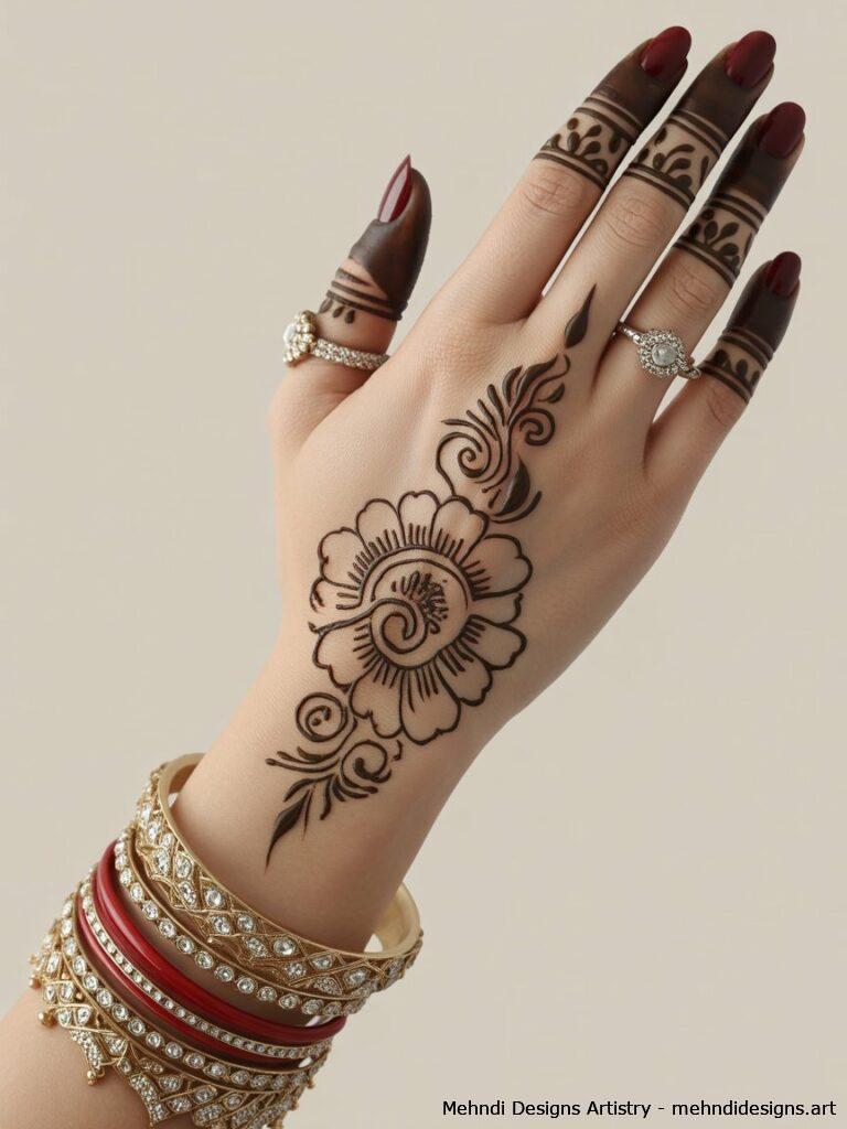 Dulhan Mehndi with Bridal Accessories Illustration 2