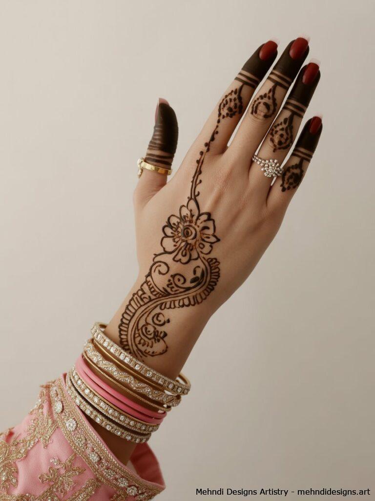 Dulhan Mehndi with Bridal Accessories Illustration 4