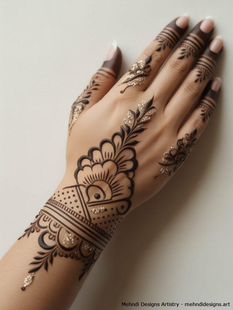 Glitter and Shaded Dulhan Mehndi 2