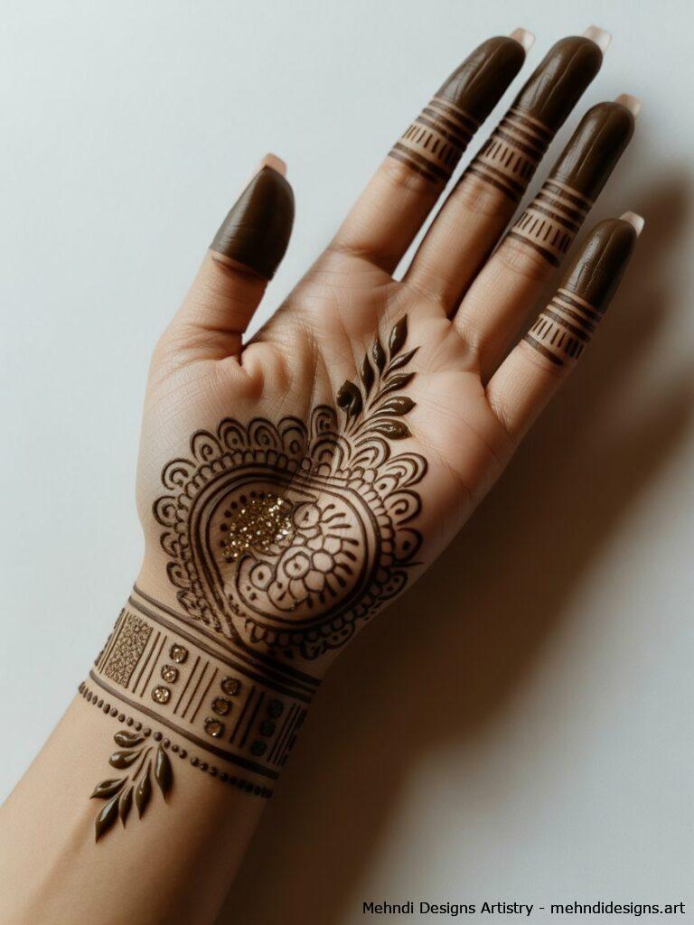 Glitter and Shaded Dulhan Mehndi 3
