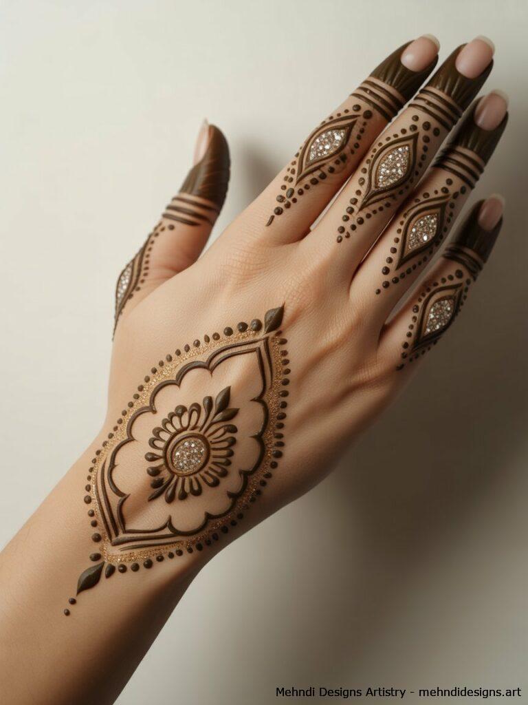 Glitter and Shaded Dulhan Mehndi 4