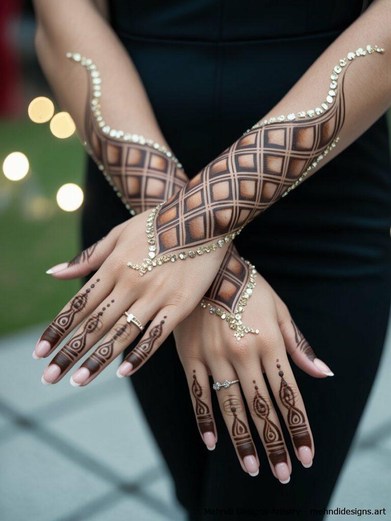 Glitter and Shaded Mehndi Designs 1