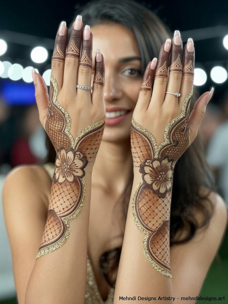 Glitter and Shaded Mehndi Designs 3