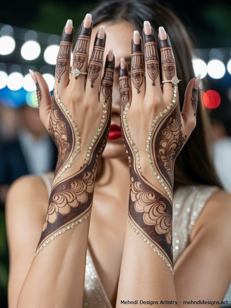 Glitter and Shaded Mehndi Designs 4