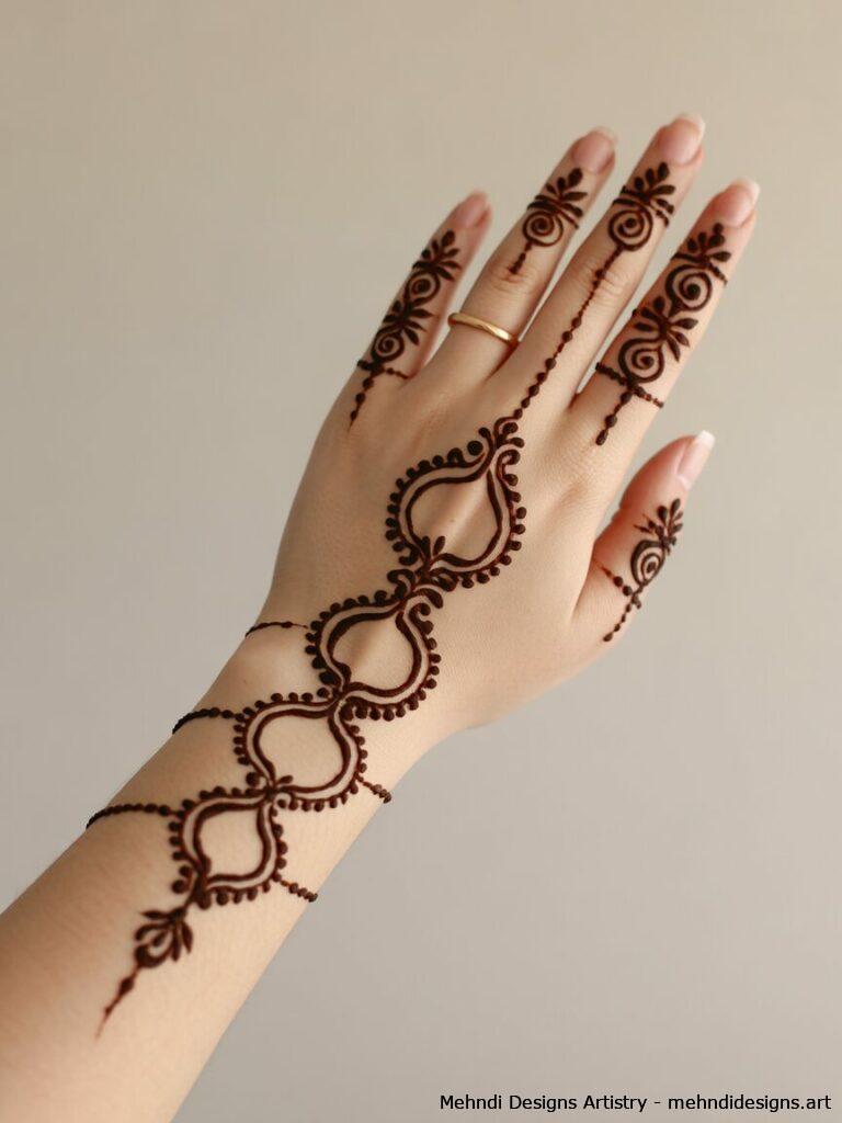 Pakistani Back Hand Mehndi with Jewelry Motifs 3