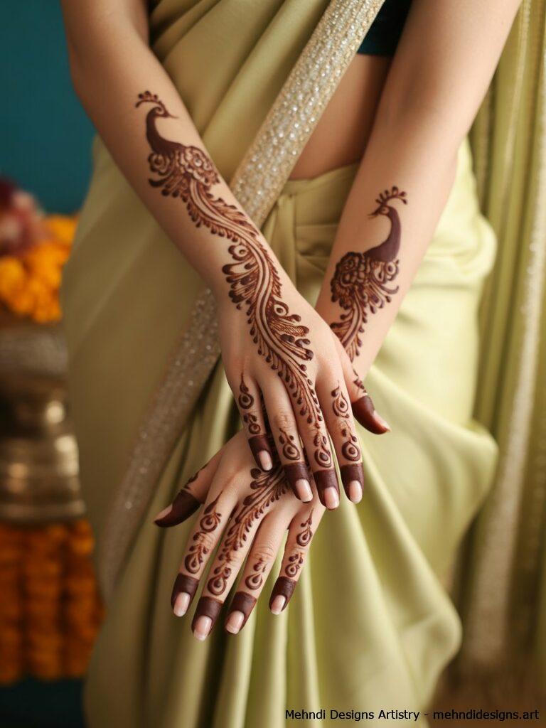 Peacock Inspired Mehndi Design 3