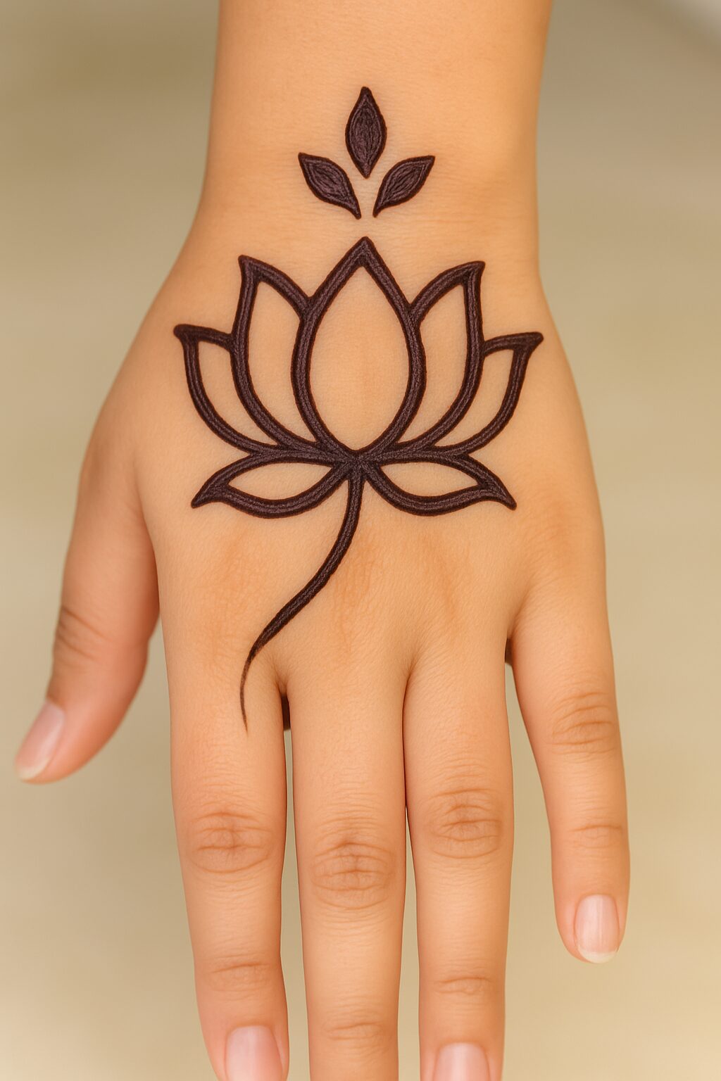 How to Draw a Simple Lotus Mehndi Design on the Hand (Beginner Friendly) -  MehndiDesignsArtistry, image size:1024x1536