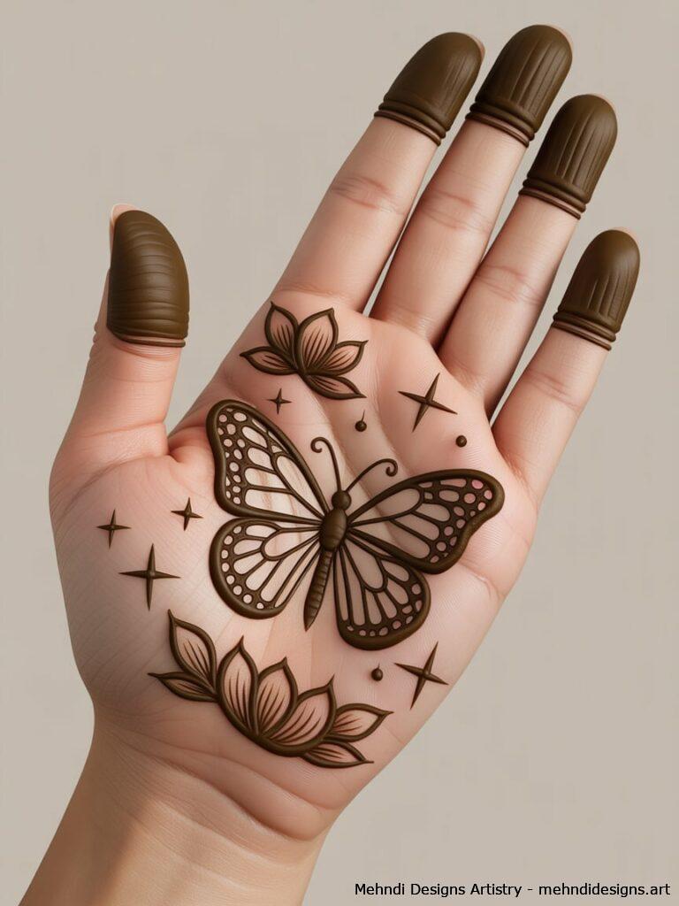 3D Butterfly Mehndi Design 4