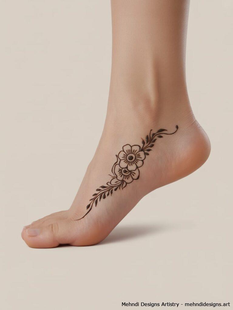 Floral Side Foot Mehndi 2