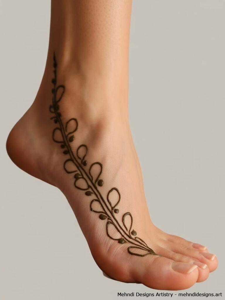 Floral Side Foot Mehndi 3