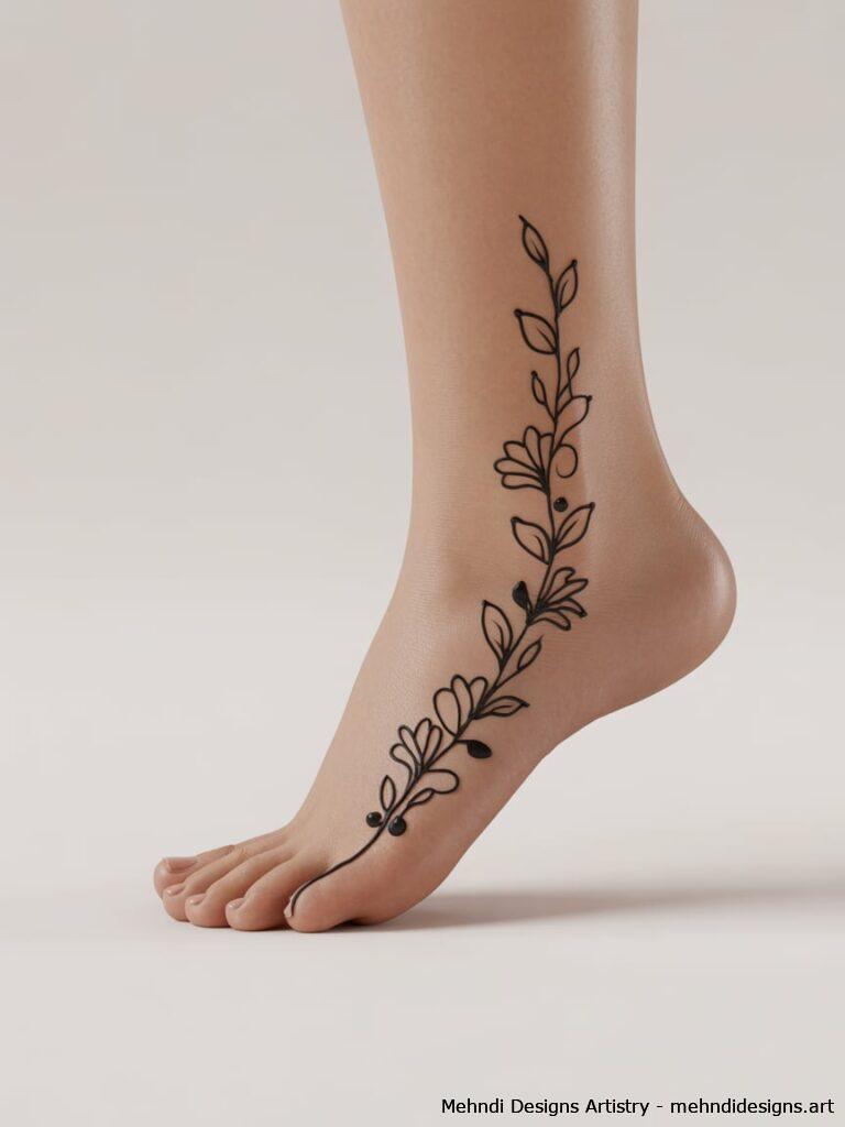 Floral Side Foot Mehndi 4