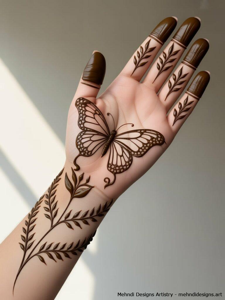 Full Hand Butterfly Mehndi Design 1