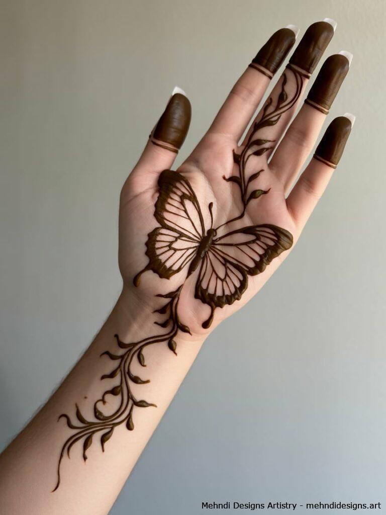 Full Hand Butterfly Mehndi Design 2