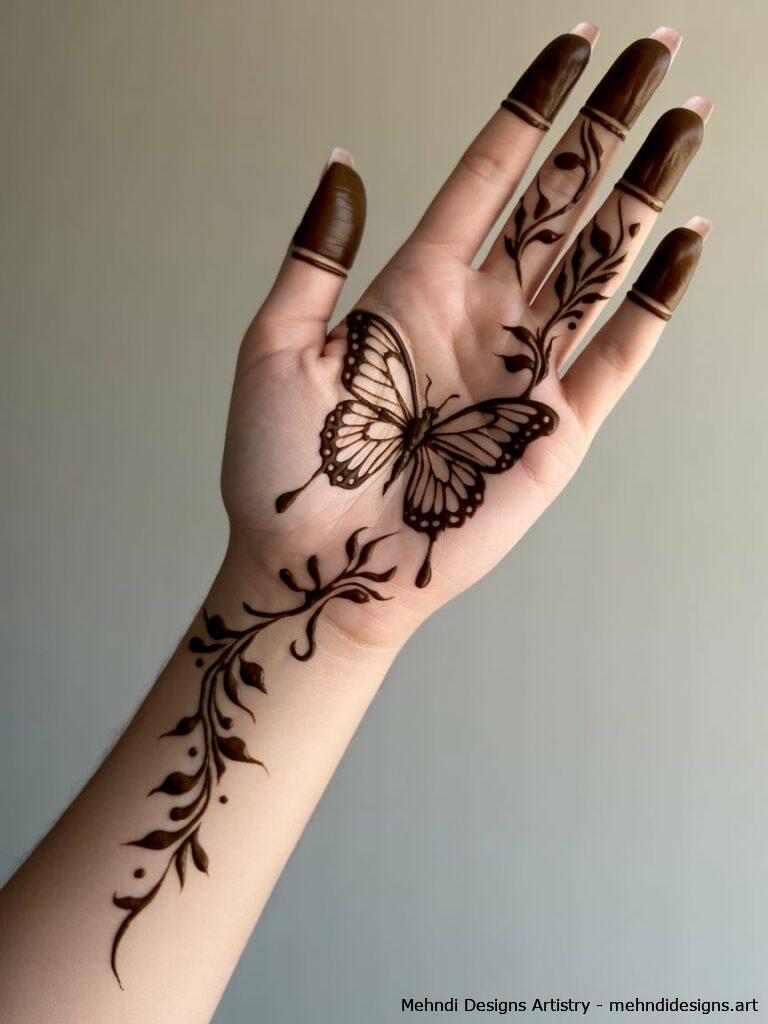 Full Hand Butterfly Mehndi Design 3