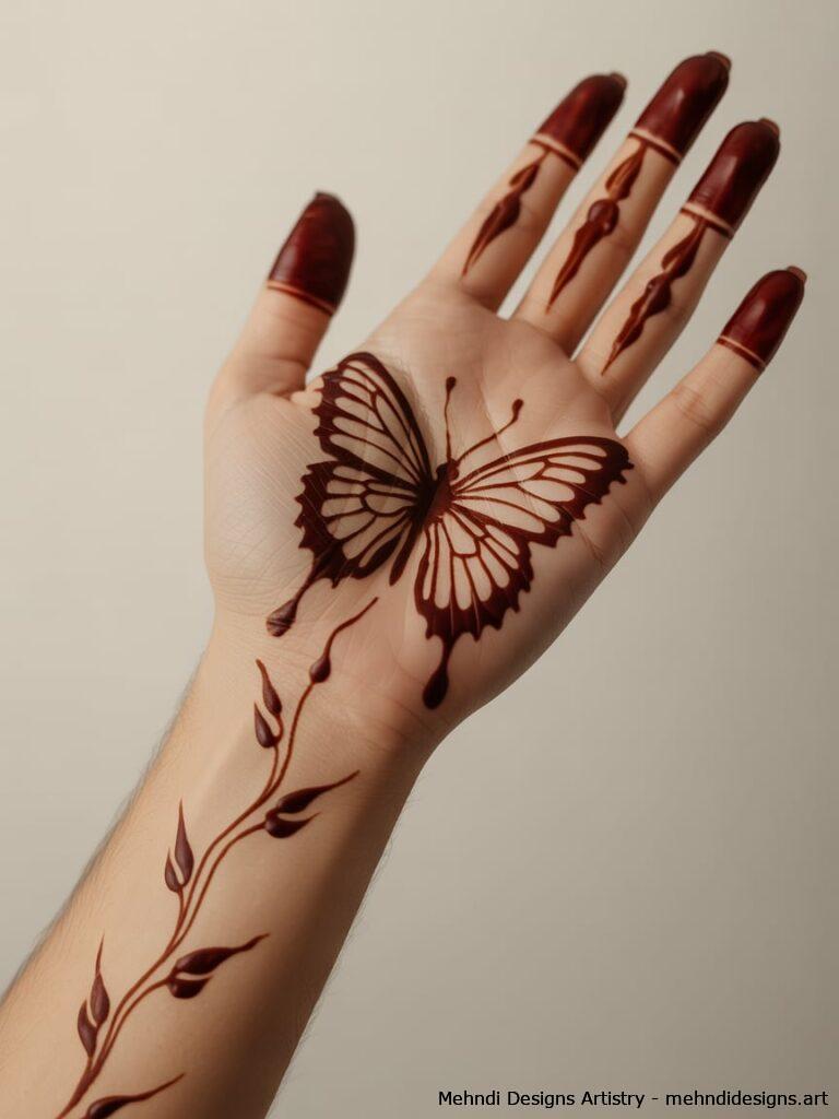 Indo Western Butterfly Mehndi Design 1