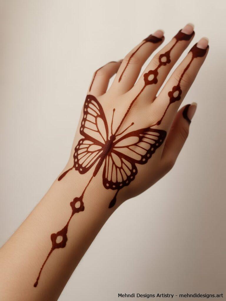 Indo Western Butterfly Mehndi Design 2