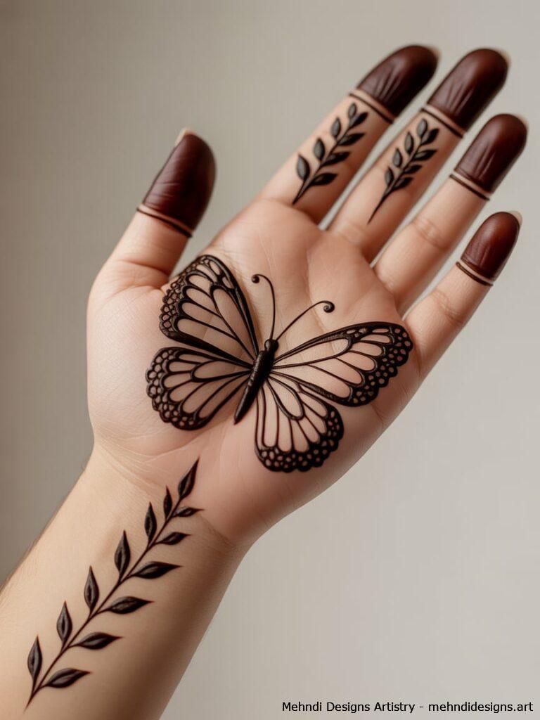 Indo Western Butterfly Mehndi Design 3