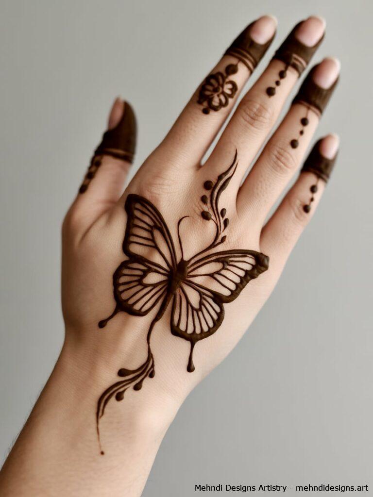 Indo Western Butterfly Mehndi Design 4