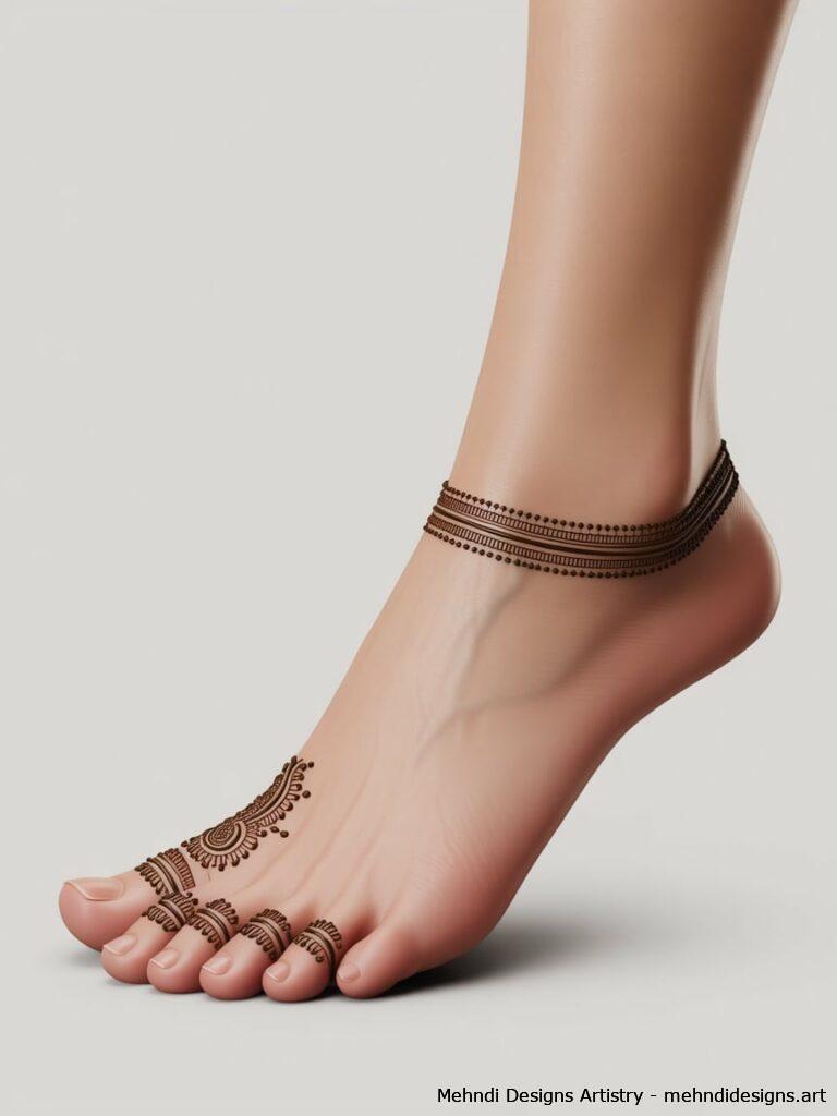 Minimal Anklet Mehndi Design 2