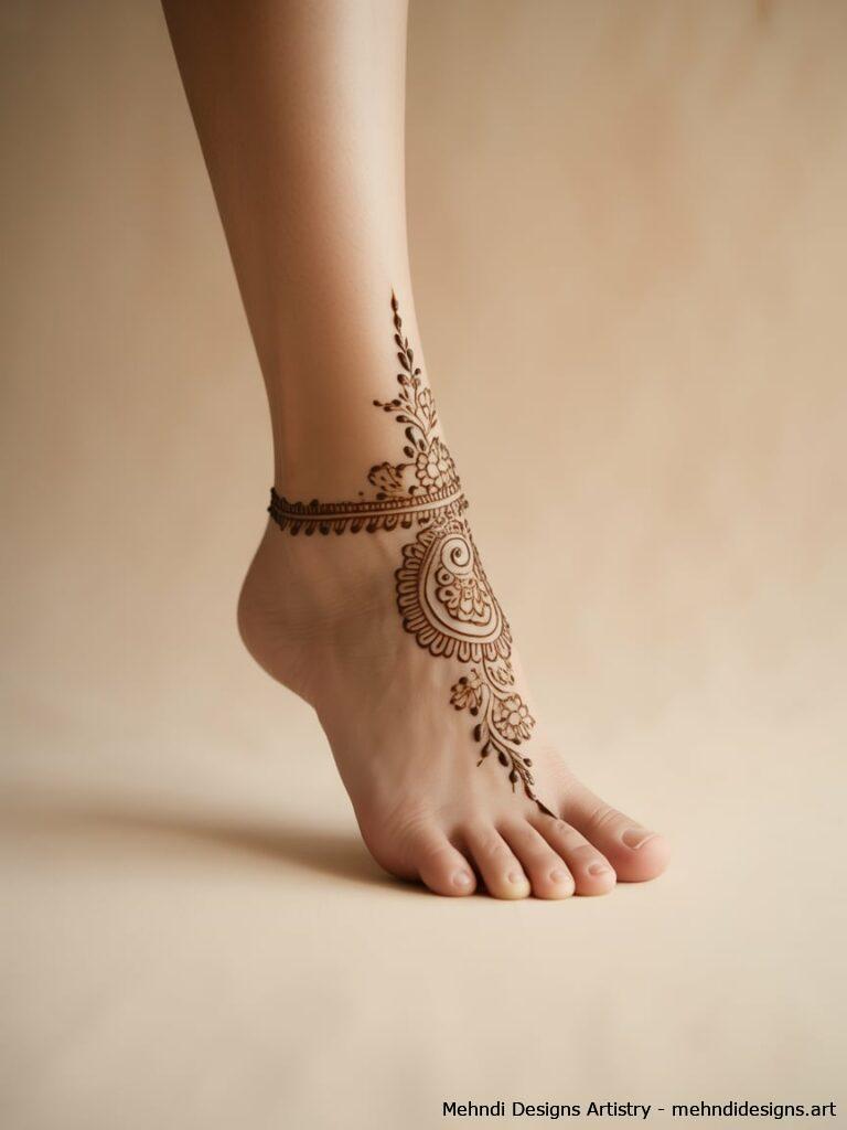 Minimal Anklet Mehndi Design 3