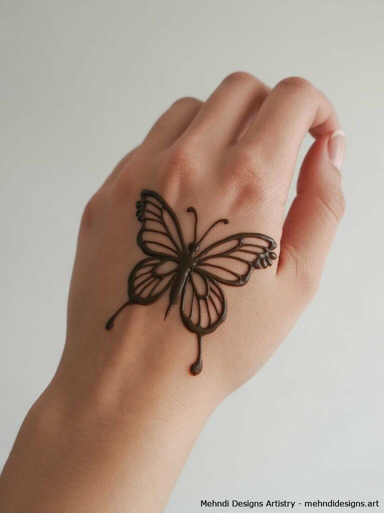 Minimal Butterfly Mehndi Design 2