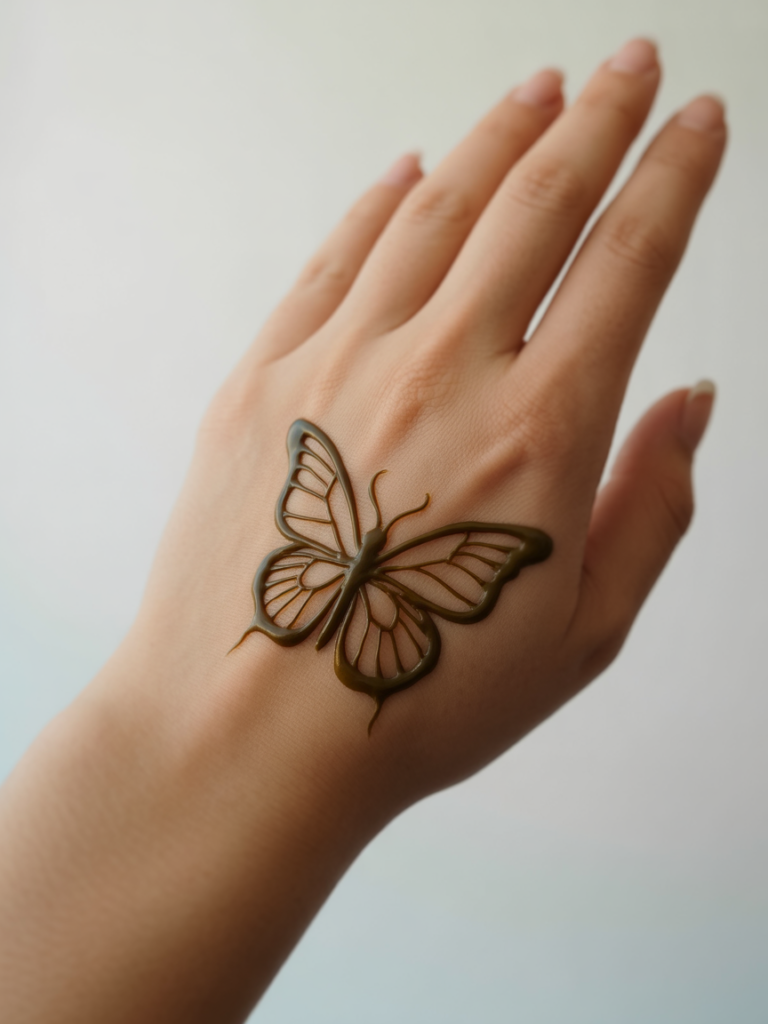 Minimal Butterfly Mehndi Design 3
