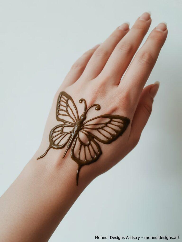 Minimal Butterfly Mehndi Design 4