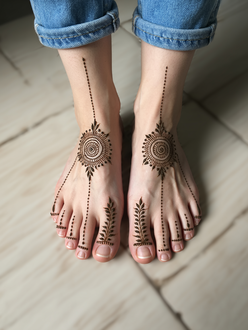 Trending Simple Mehndi Designs for Feet, image size:864x1152