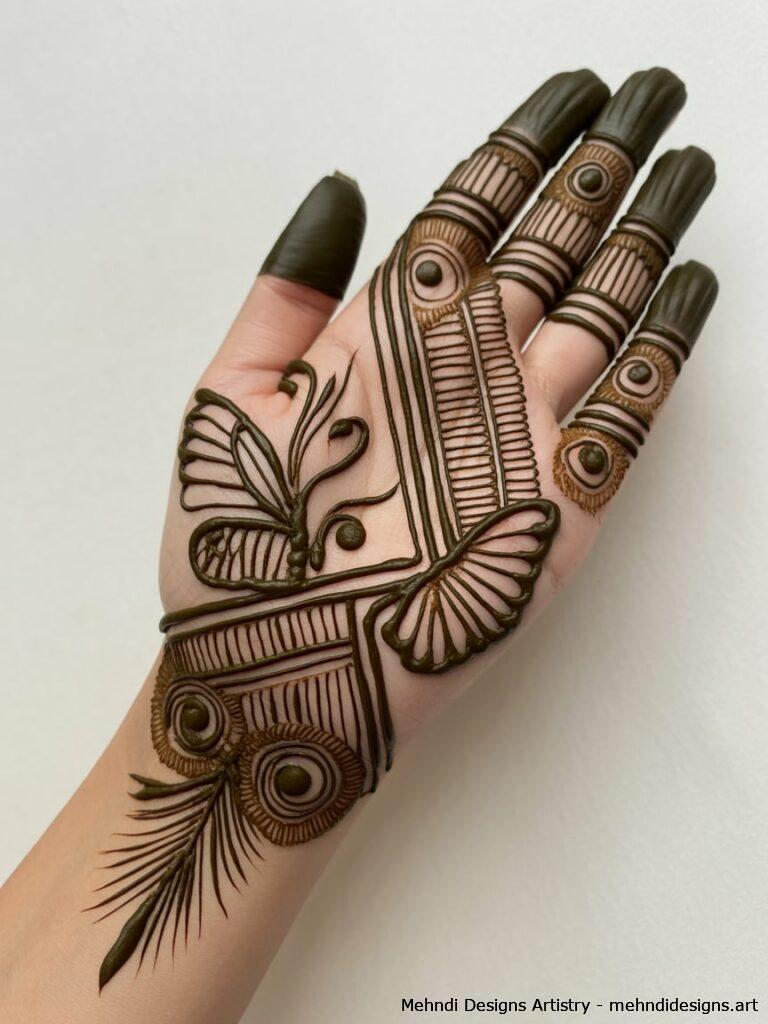 Peacock and Butterfly Mehndi Design 1