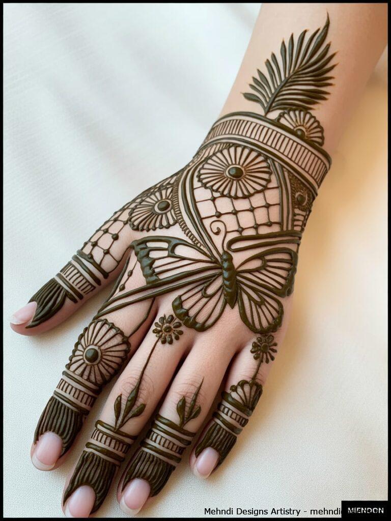 Peacock and Butterfly Mehndi Design 2
